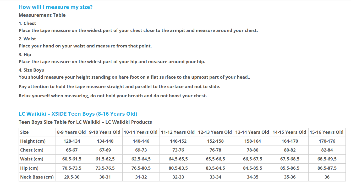 Size Chart